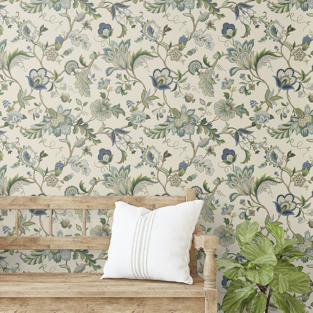
                  
                    160380WR floral jacobean peel and stick wallpaper entryway from Surface Style
                  
                