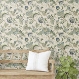 160380WR floral jacobean peel and stick wallpaper entryway from Surface Style