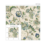 160380WR floral jacobean peel and stick wallpaper scale from Surface Style