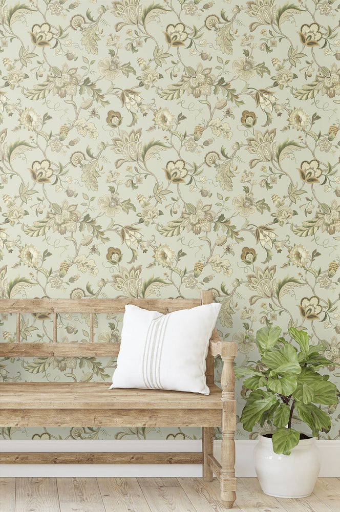 160381WR floral jacobean peel and stick wallpaper decor from Surface Style