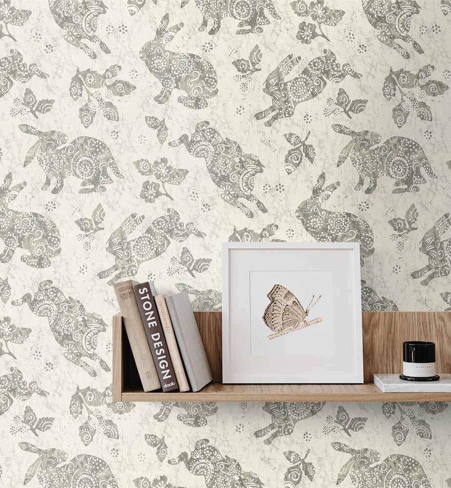 160390WR bunny peel and stick wallpaper decor from Surface Style
