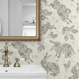 160390WR bunny peel and stick wallpaper bathroom from Surface Style