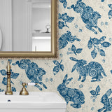 160391WR bunny peel and stick wallpaper bathroom from Surface Style