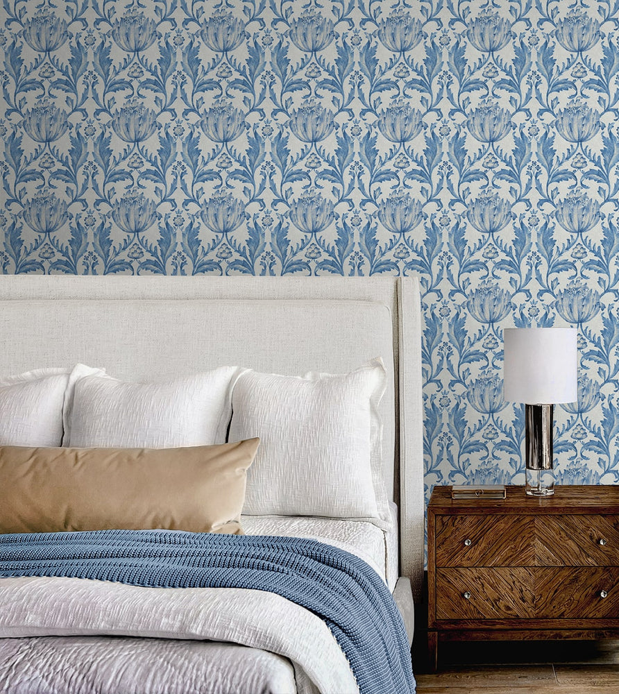 160400WR vintage floral peel and stick wallpaper bedroom from Surface Style