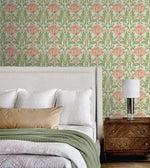 160402WR vintage floral peel and stick wallpaper bedroom from Surface Style