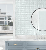 160410WR geometric peel and stick wallpaper bathroom from Surface Style