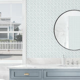 160410WR geometric peel and stick wallpaper bathroom from Surface Style