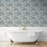 160440WR vintage peel and stick wallpaper bathroom from Surface Style
