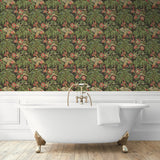 160441WR vintage peel and stick wallpaper bathroom from Surface Style