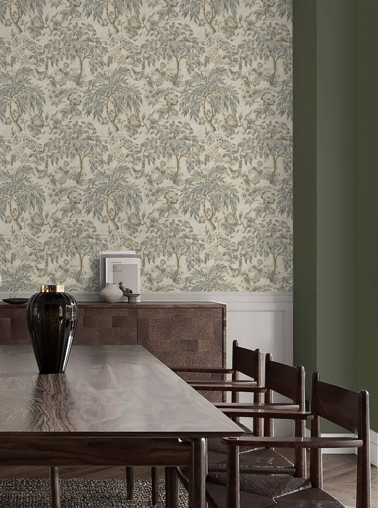 160442WR vintage peel and stick wallpaper dining room from Surface Style