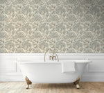 160442WR vintage peel and stick wallpaper bathroom from Surface Style