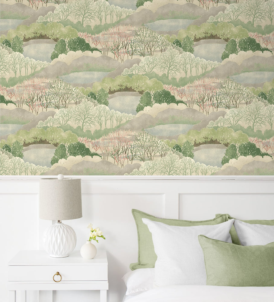 160450WR botanical peel and stick wallpaper bedroom from Surface Style