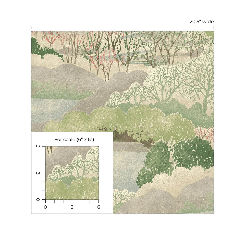160450WR botanical peel and stick wallpaper scale from Surface Style