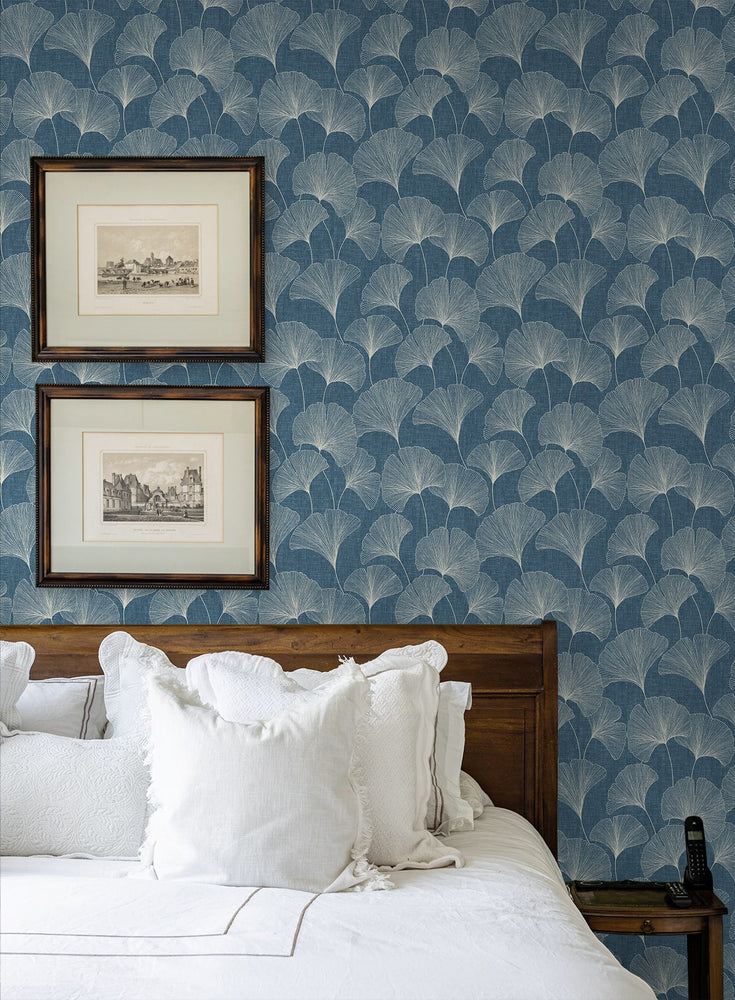160460WR gingko leaf peel and stick wallpaper bedroom from Surface Style