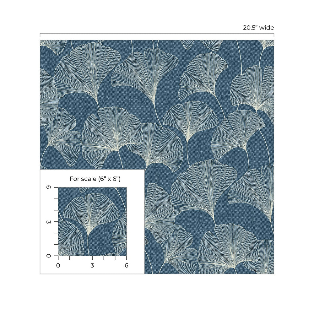 160460WR gingko leaf peel and stick wallpaper scale from Surface Style