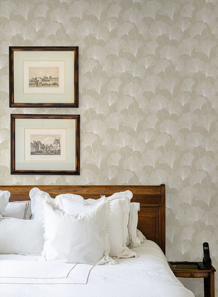 160462WR gingko leaf peel and stick wallpaper bedroom from Surface Style