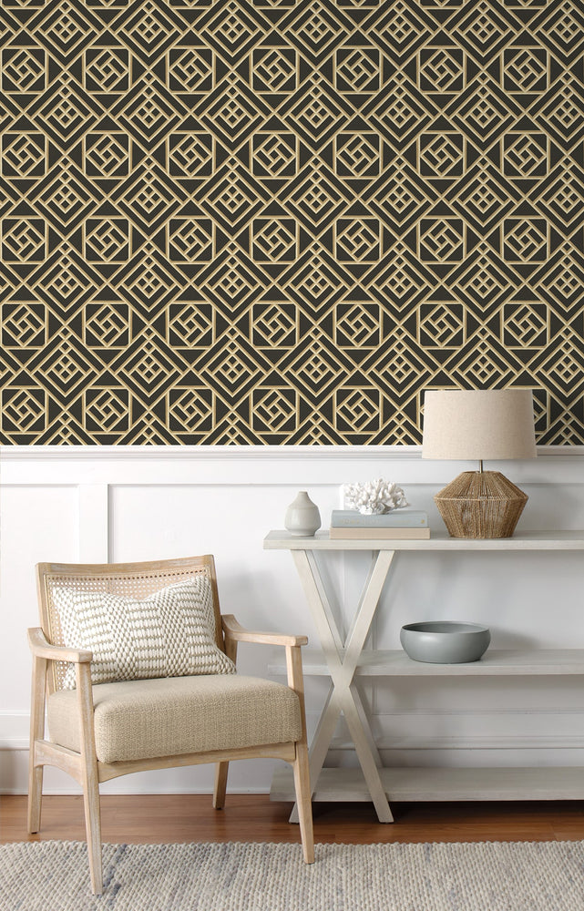 160470WR lattice peel and stick wallpaper dining room from Surface Style