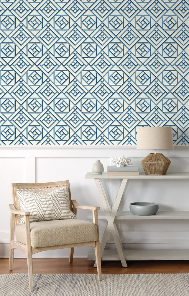 160471WR lattice peel and stick wallpaper dining room from Surface Style
