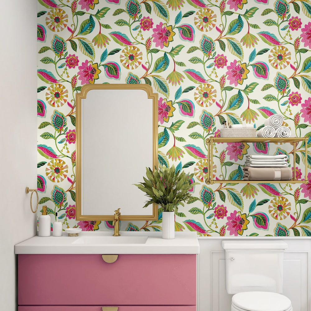 
                  
                    160480WR floral peel and stick wallpaper bathroom from Surface Style
                  
                