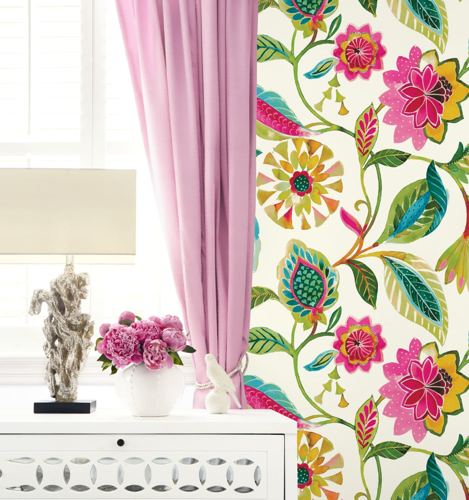 160480WR floral peel and stick wallpaper accent from Surface Style