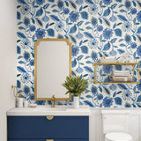 160481WR floral peel and stick wallpaper bathroom from Surface Style