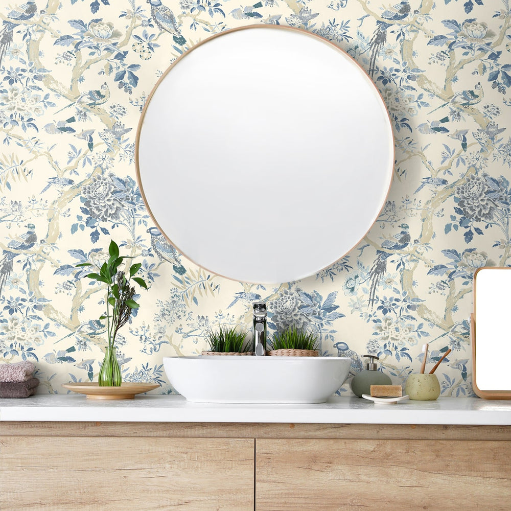 
                  
                    160490WR chinoiserie peel and stick wallpaper bathroom from Surface Style
                  
                