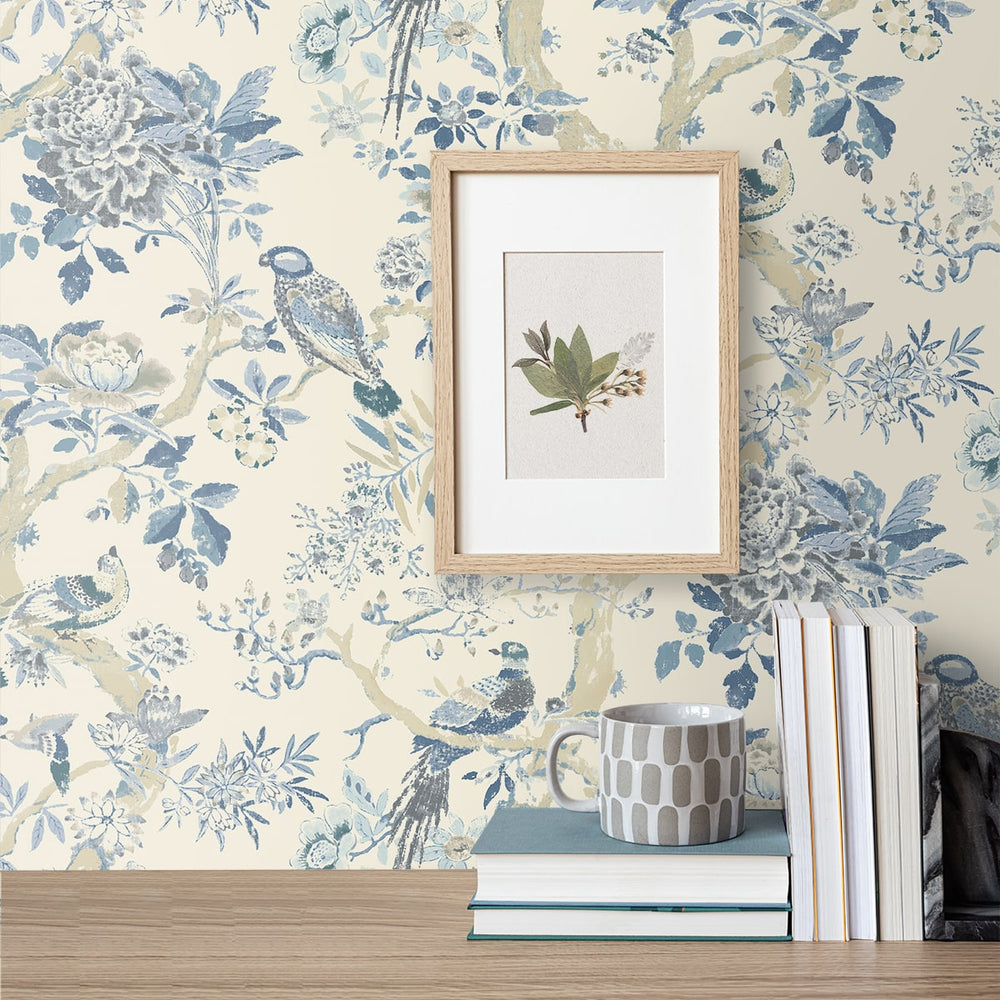 160490WR chinoiserie peel and stick wallpaper decor from Surface Style