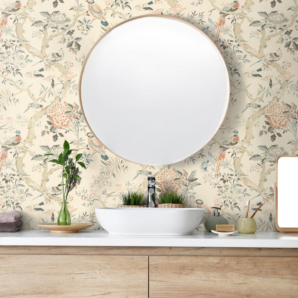 
                  
                    160491WR chinoiserie peel and stick wallpaper bathroom from Surface Style
                  
                