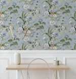 160500WR chinoiserie peel and stick wallpaper office from Surface Style