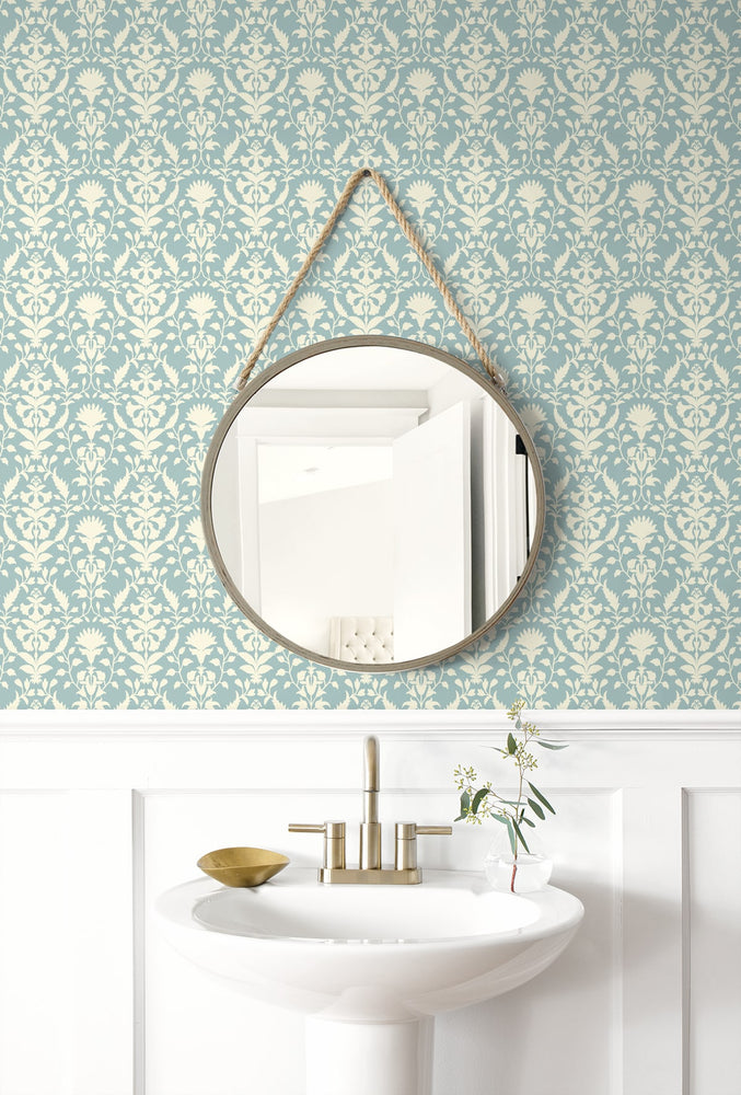 160510WR floral peel and stick wallpaper bathroom from Surface Style