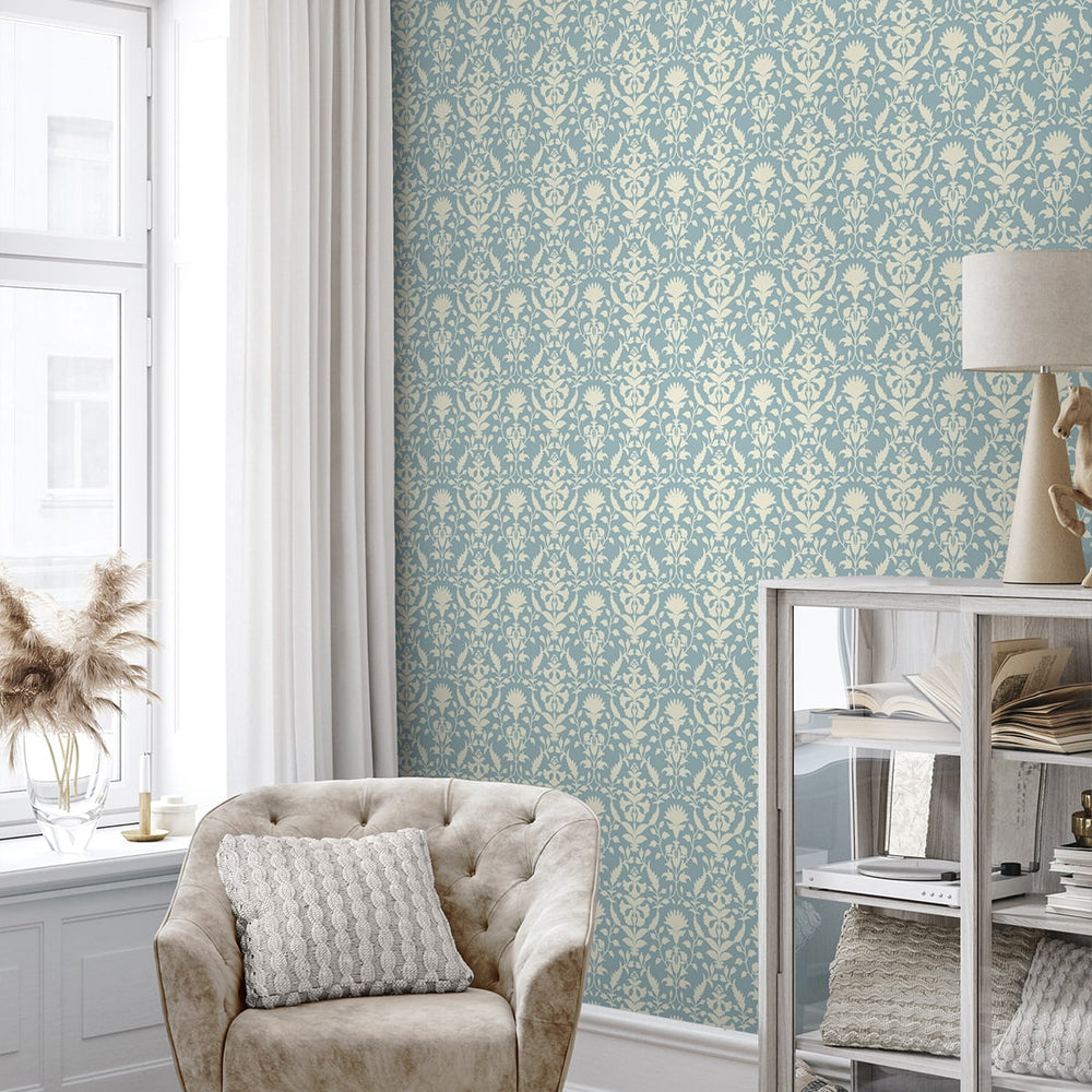 160510WR floral peel and stick wallpaper living room from Surface Style