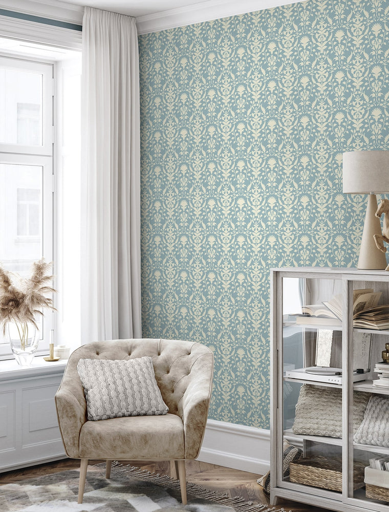 160510WR floral peel and stick wallpaper living room from Surface Style