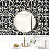 160511WR floral peel and stick wallpaper bathroom from Surface Style