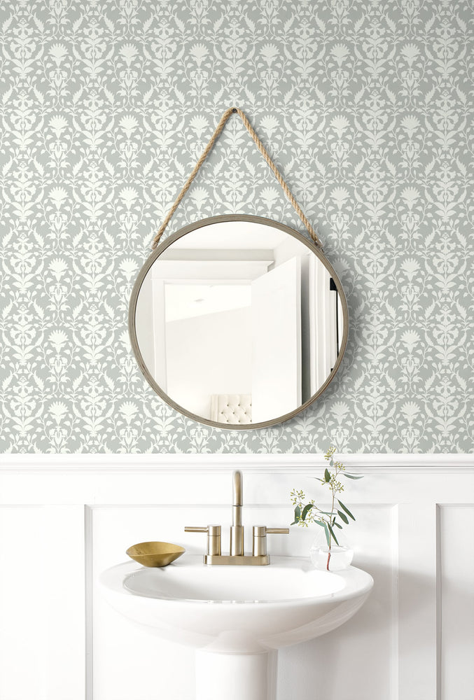 160512WR floral peel and stick wallpaper bathroom from Surface Style
