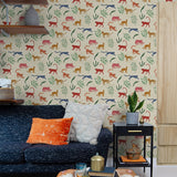 160520WR animal peel and stick wallpaper living room from Surface Style