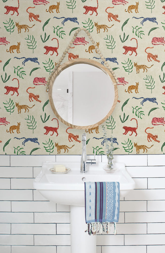 160520WR animal peel and stick wallpaper bathroom from Surface Style