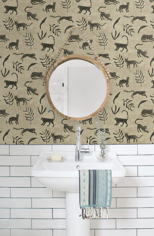 160521WR animal peel and stick wallpaper bathroom from Surface Style