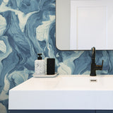 160530WR abstract peel and stick wallpaper bathroom from Surface Style