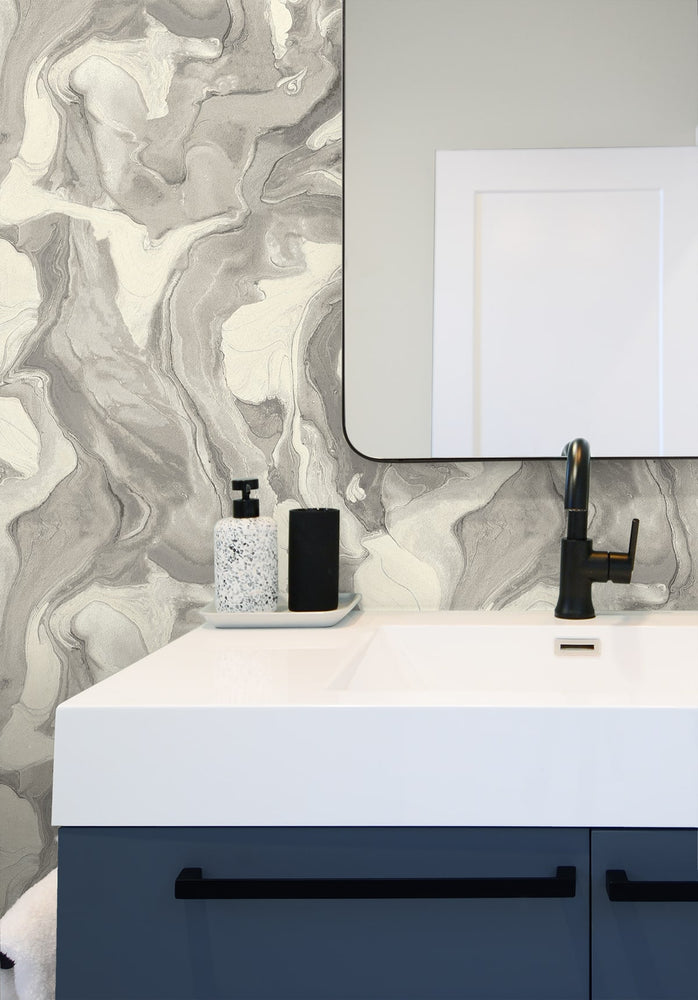 160531WR abstract peel and stick wallpaper bathroom from Surface Style