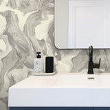 160531WR abstract peel and stick wallpaper bathroom from Surface Style