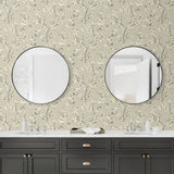 160542WR floral peel and stick wallpaper bathroom from Surface Style