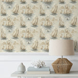 160551WR nautical boat peel and stick wallpaper decor from Surface Style