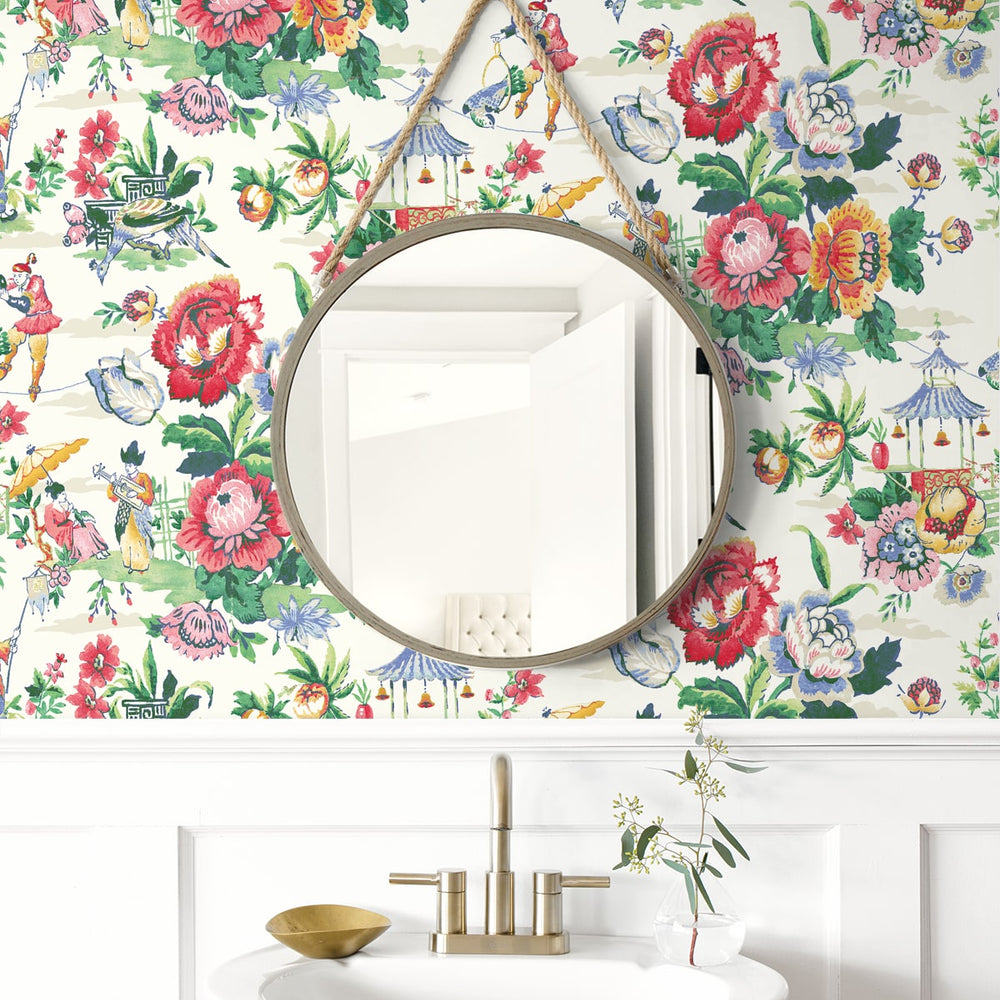 
                  
                    160560WR chinoiserie peel and stick wallpaper bathroom from Surface Style
                  
                