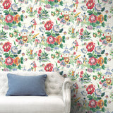 160560WR chinoiserie peel and stick wallpaper living room from Surface Style
