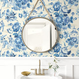 160561WR chinoiserie peel and stick wallpaper bathroom from Surface Style