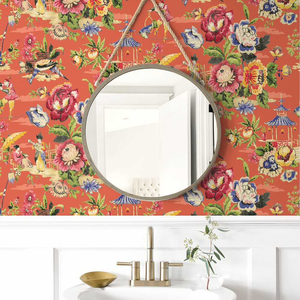 
                  
                    160562WR chinoiserie peel and stick wallpaper bathroom from Surface Style
                  
                