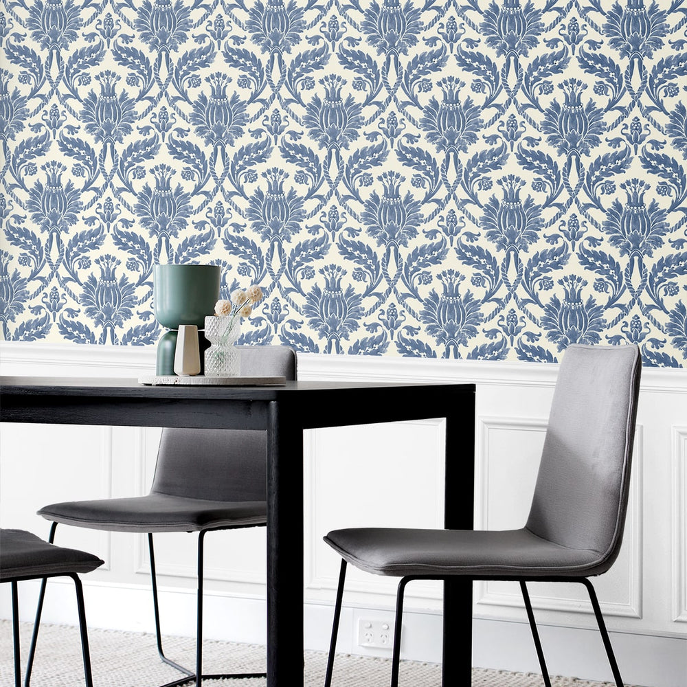 
                  
                    160570WR damask peel and stick wallpaper dining room from Surface Style
                  
                