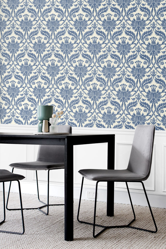 160570WR damask peel and stick wallpaper dining room from Surface Style