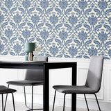 160570WR damask peel and stick wallpaper dining room from Surface Style