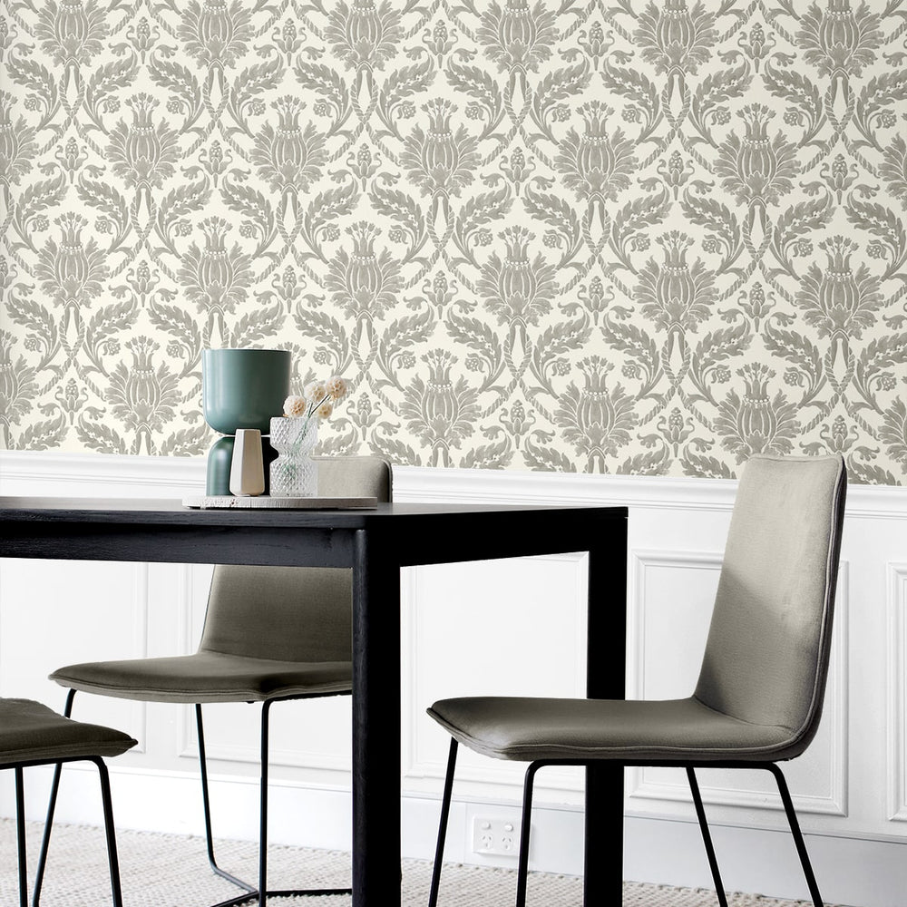 
                  
                    160571WR damask peel and stick wallpaper dining room from Surface Style
                  
                